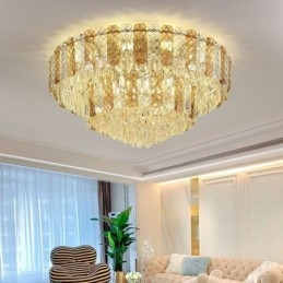 Plafoniera decorativă de lux, rotundă, cu două straturi, cristal, 80 cm
