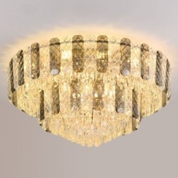 Plafoniera decorativă de lux, rotundă, cu două straturi, cristal, 80 cm