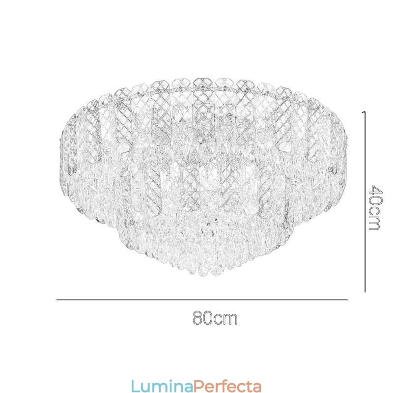 Plafoniera decorativă de lux, rotundă, cu două straturi, cristal, 80 cm