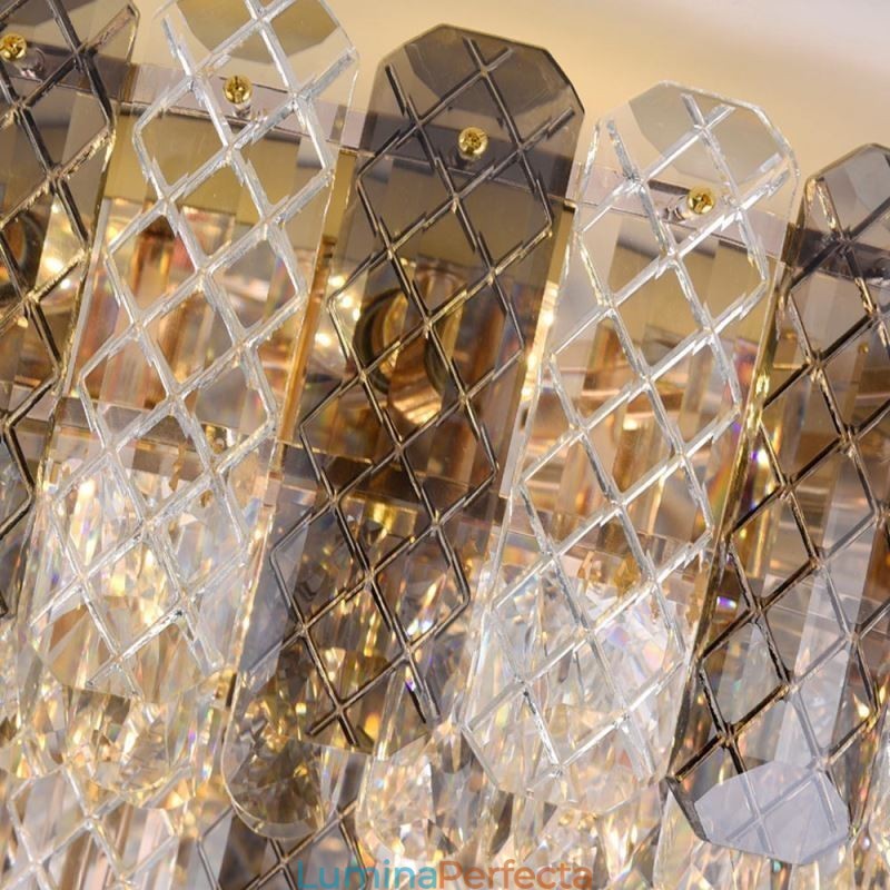 Plafoniera decorativă de lux, rotundă, cu două straturi, cristal, 80 cm