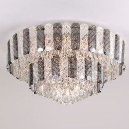Plafoniera decorativă de lux, rotundă, cu două straturi, cristal, 80 cm