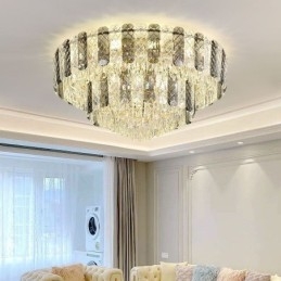 Plafoniera decorativă de lux, rotundă, cu două straturi, cristal, 80 cm