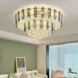 Plafoniera decorativă de lux, rotundă, cu două straturi, cristal, 80 cm