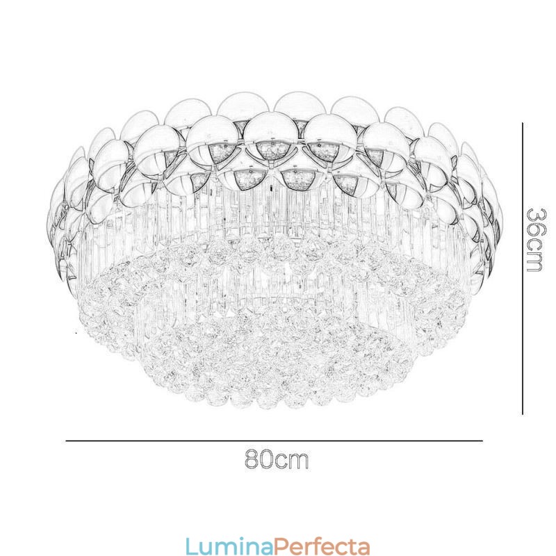 Plafoniera Decrativa de lux Rotunda Galvanizata cu Aur de Cristal, 80cm