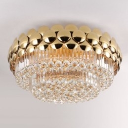 Plafoniera Decrativa de lux Rotunda Galvanizata cu Aur de Cristal, 80cm