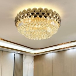 Plafoniera Decrativa de lux Rotunda Galvanizata cu Aur de Cristal, 80cm