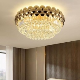Plafoniera Decrativa de lux Rotunda Galvanizata cu Aur de Cristal, 80cm