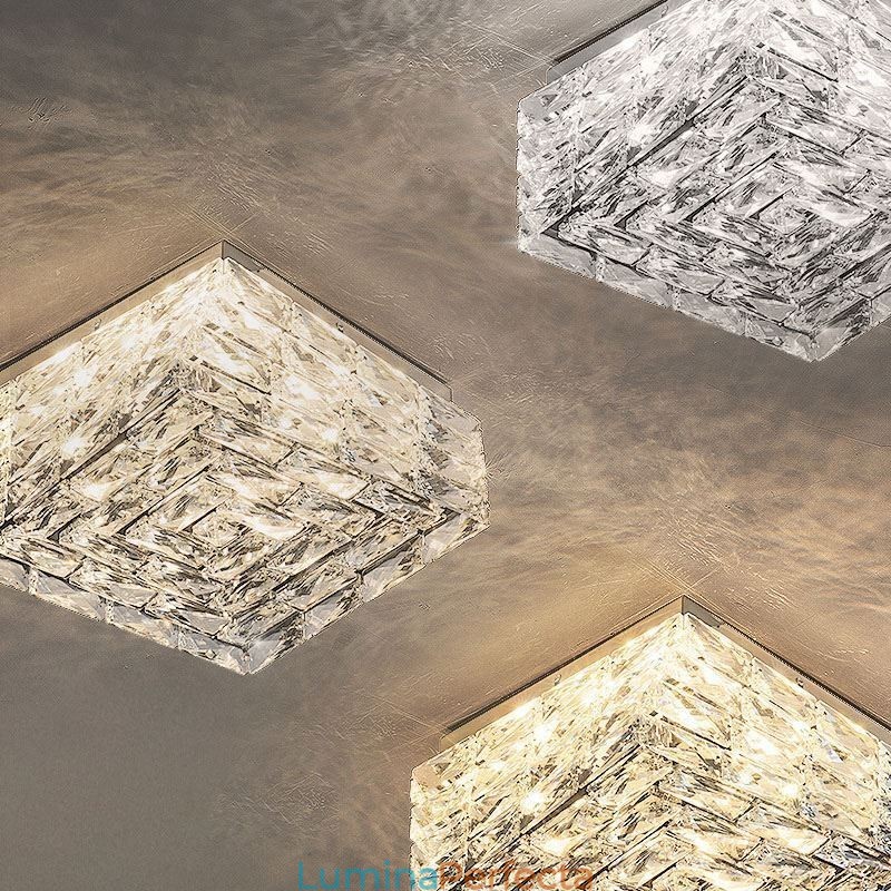 Plafoniera din cristal cu montare încasată, reglabilă în trei culori