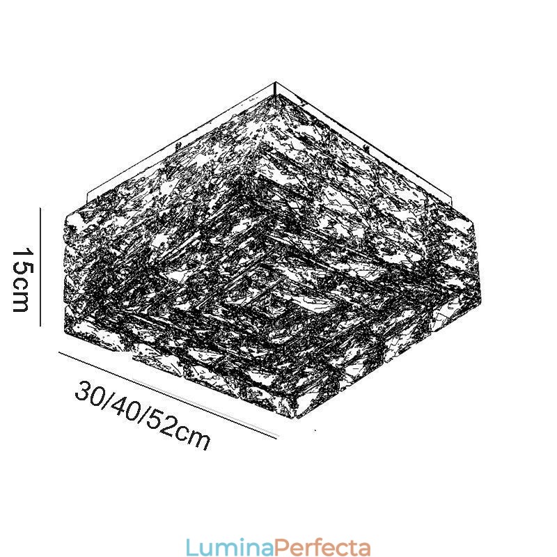 Plafoniera din cristal cu montare încasată, reglabilă în trei culori
