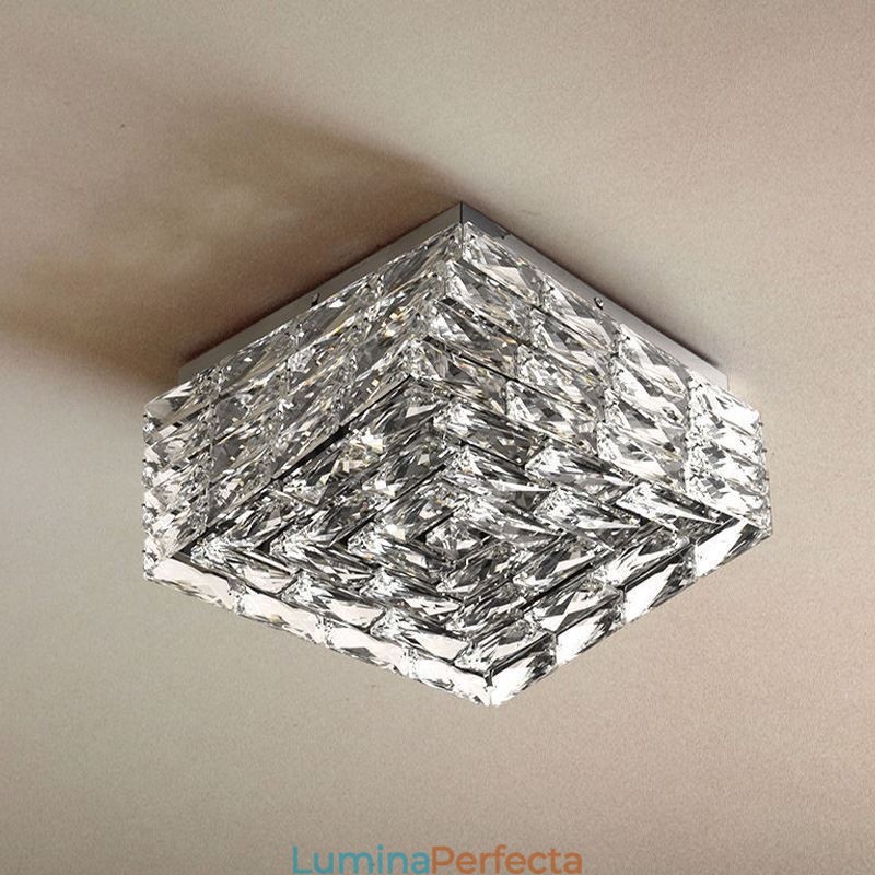 Plafoniera din cristal cu montare încasată, reglabilă în trei culori