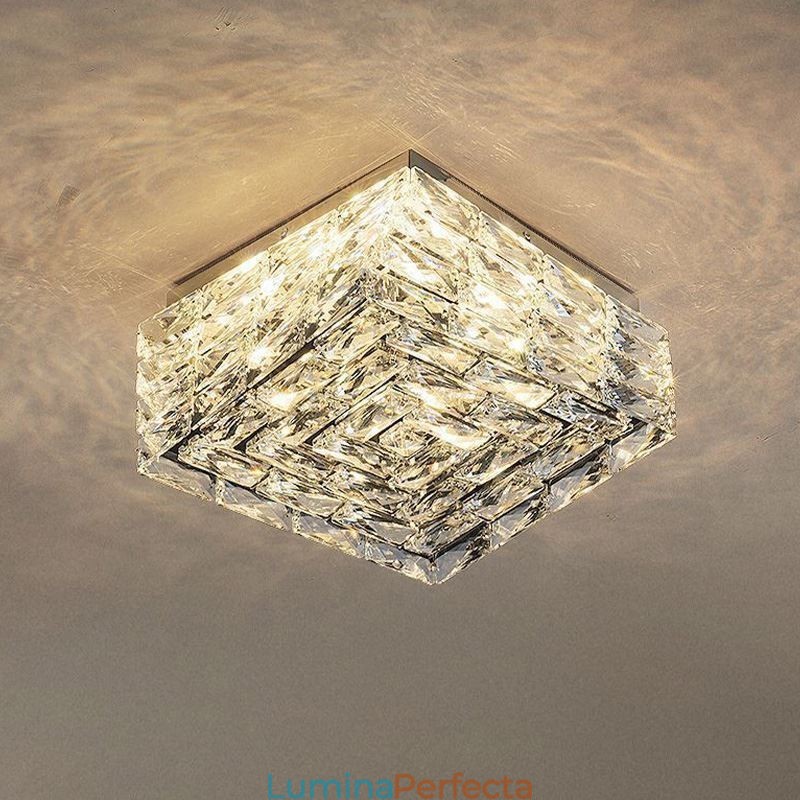 Plafoniera din cristal cu montare încasată, reglabilă în trei culori