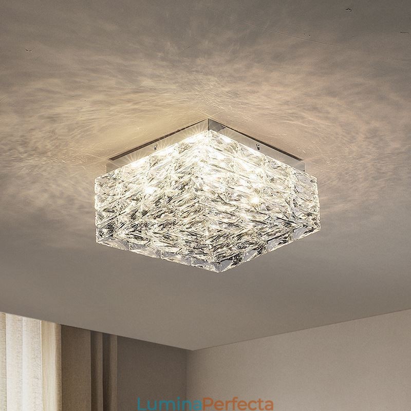 Plafoniera din cristal cu montare încasată, reglabilă în trei culori