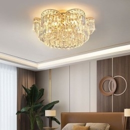 Plafoniera rotundă de lux cu montare încastrabilă cu cristal