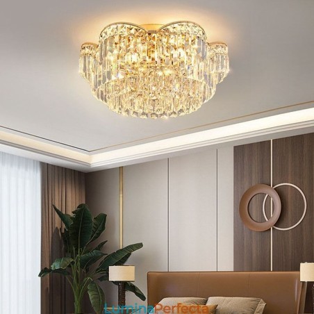 Plafoniera rotundă de lux cu montare încastrabilă cu cristal Plafoniera rotundă de lux cu montare încastrabilă cu cristal
