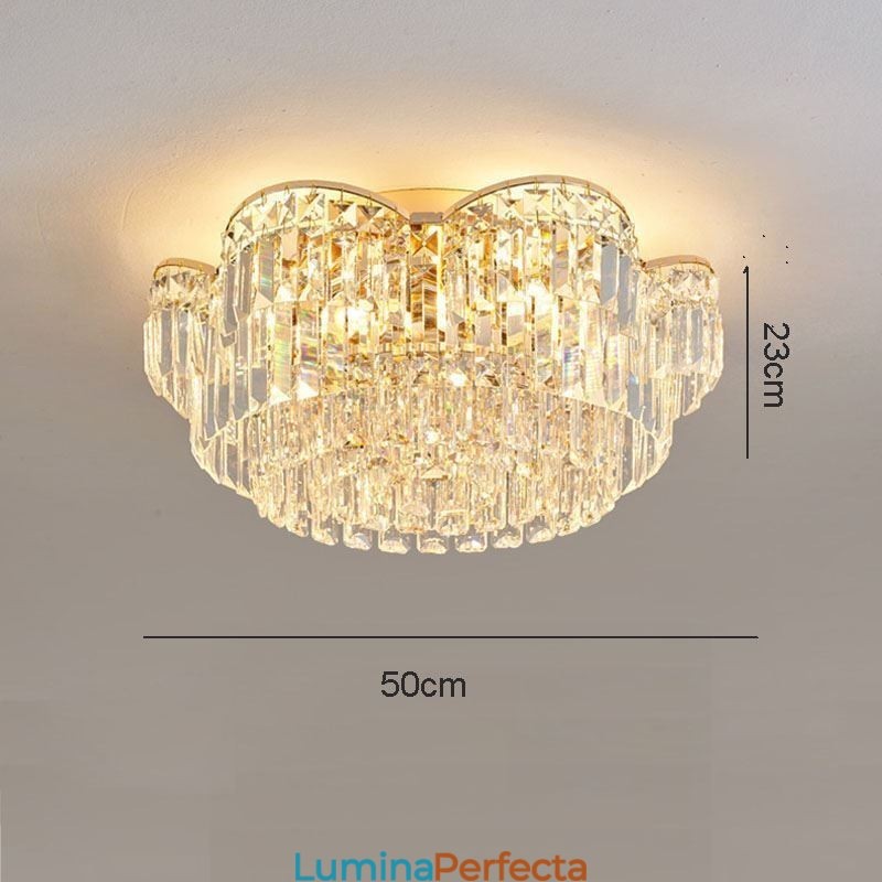 Plafoniera rotundă de lux cu montare încastrabilă cu cristal