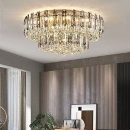 Plafoniera rotundă cu decorare cristal, cu montare încastrabilă, gri fum
