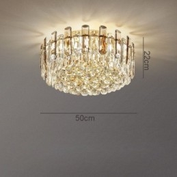 Plafoniera rotundă cu decorare cristal, cu montare încastrabilă, gri fum