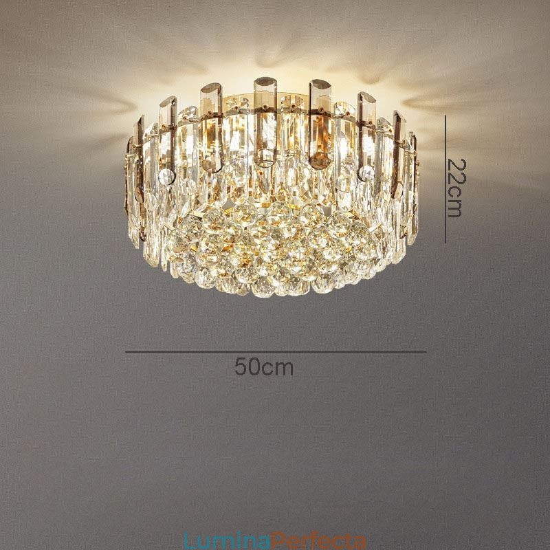 Plafoniera rotundă cu decorare cristal, cu montare încastrabilă, gri fum