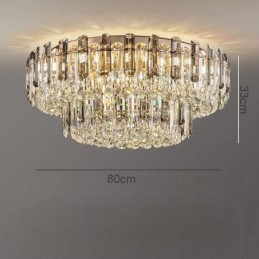 Plafoniera rotundă cu decorare cristal, cu montare încastrabilă, gri fum