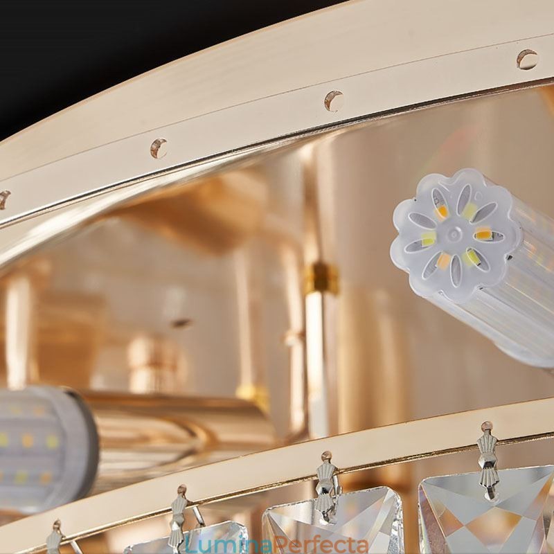 Plafoniera rotundă cu decorare cristal, cu montare încastrabilă, gri fum