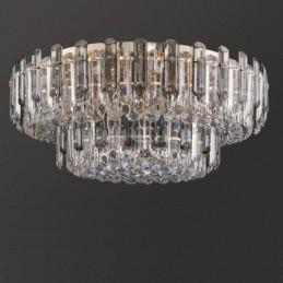 Plafoniera rotundă cu decorare cristal, cu montare încastrabilă, gri fum