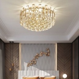 Plafoniera rotundă cu decorare cu cristale de lux