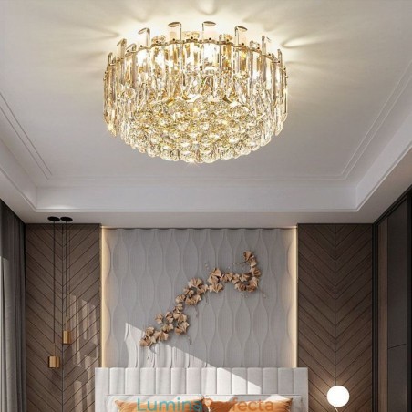 Plafoniera rotundă cu decorare cu cristale de lux