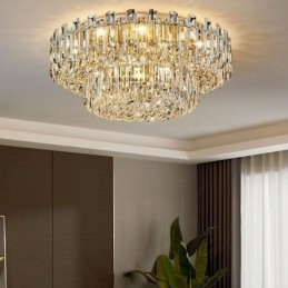 Plafoniera rotundă cu decorare cu cristale de lux