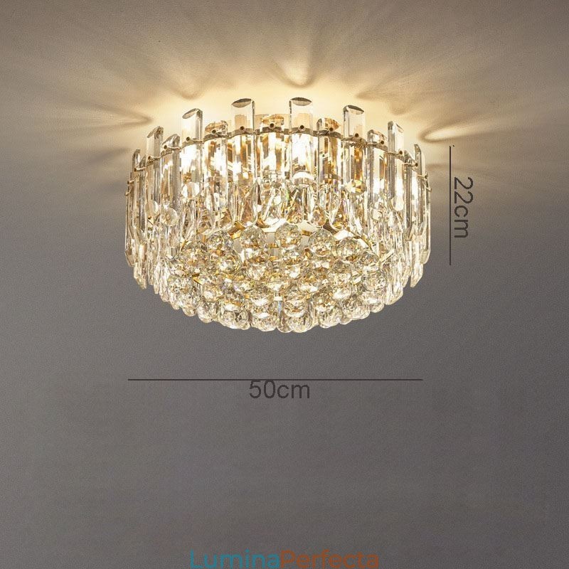 Plafoniera rotundă cu decorare cu cristale de lux