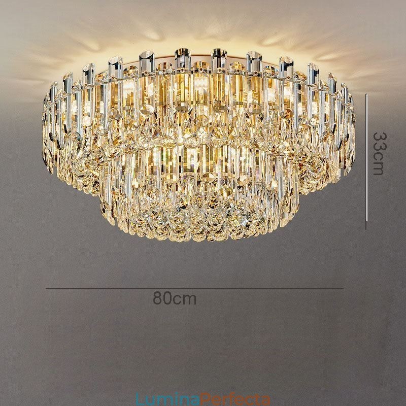 Plafoniera rotundă cu decorare cu cristale de lux