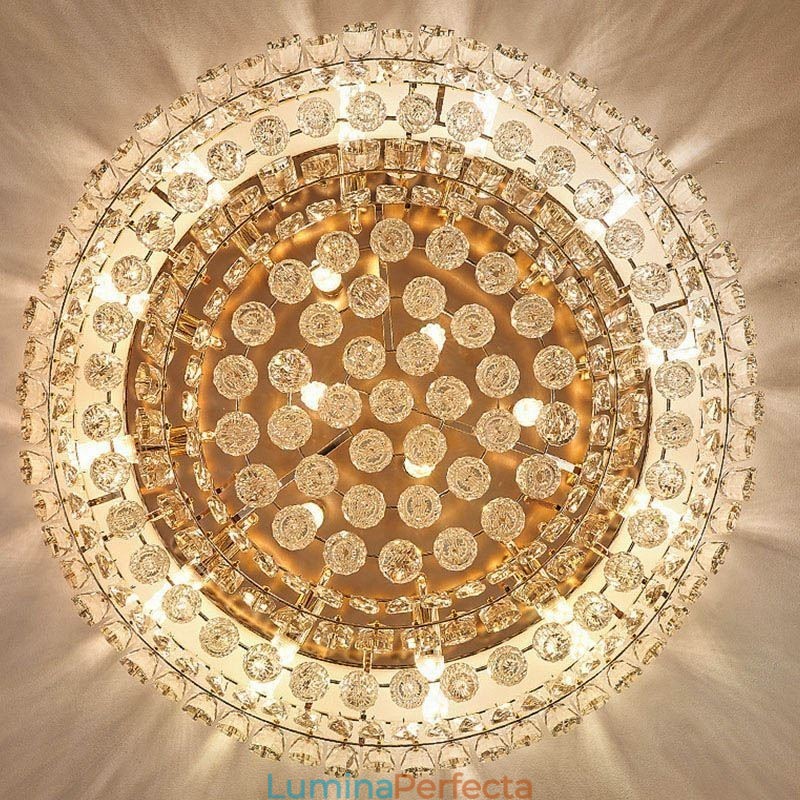 Plafoniera rotundă cu decorare cu cristale de lux