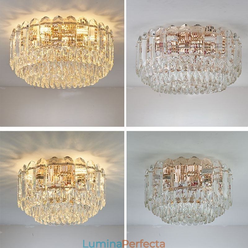 Corpuri de iluminat de tavan cu decor de cristal rotund cu montaj încastrat