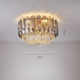 Plafoniera rotundă cu montaj încastrabil din cristal, gri fumuriu