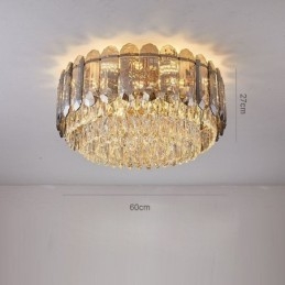 Plafoniera rotundă cu montaj încastrabil din cristal, gri fumuriu