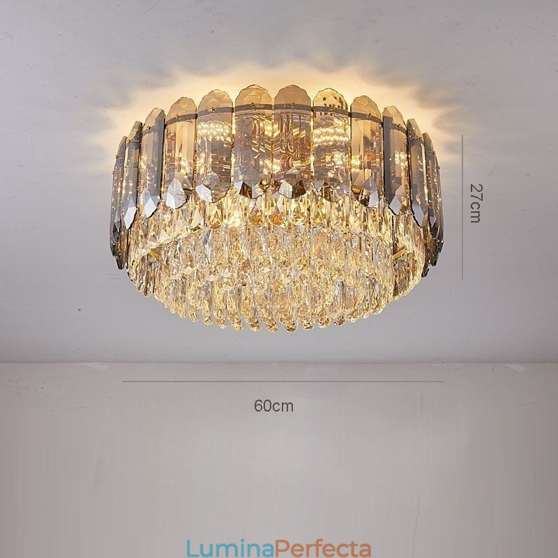 Plafoniera rotundă cu montaj încastrabil din cristal, gri fumuriu
