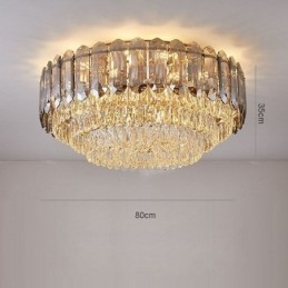 Plafoniera rotundă cu montaj încastrabil din cristal, gri fumuriu