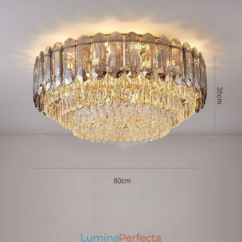 Plafoniera rotundă cu montaj încastrabil din cristal, gri fumuriu