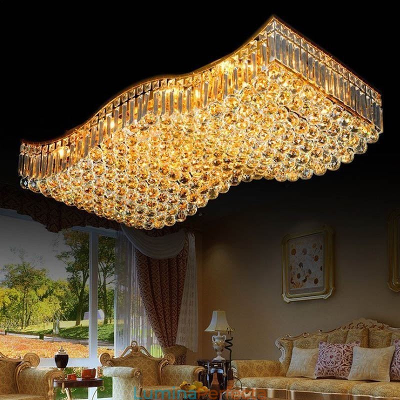 Candelabru dreptunghiular cu montare încastră din cristal european