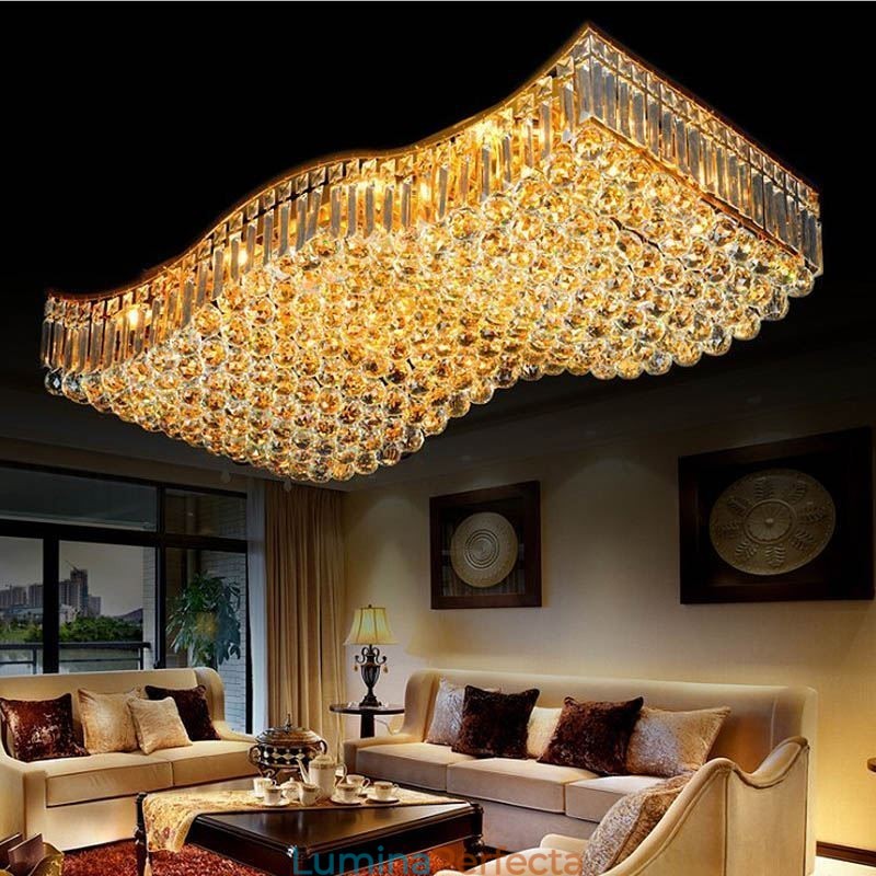 Candelabru dreptunghiular cu montare încastră din cristal european