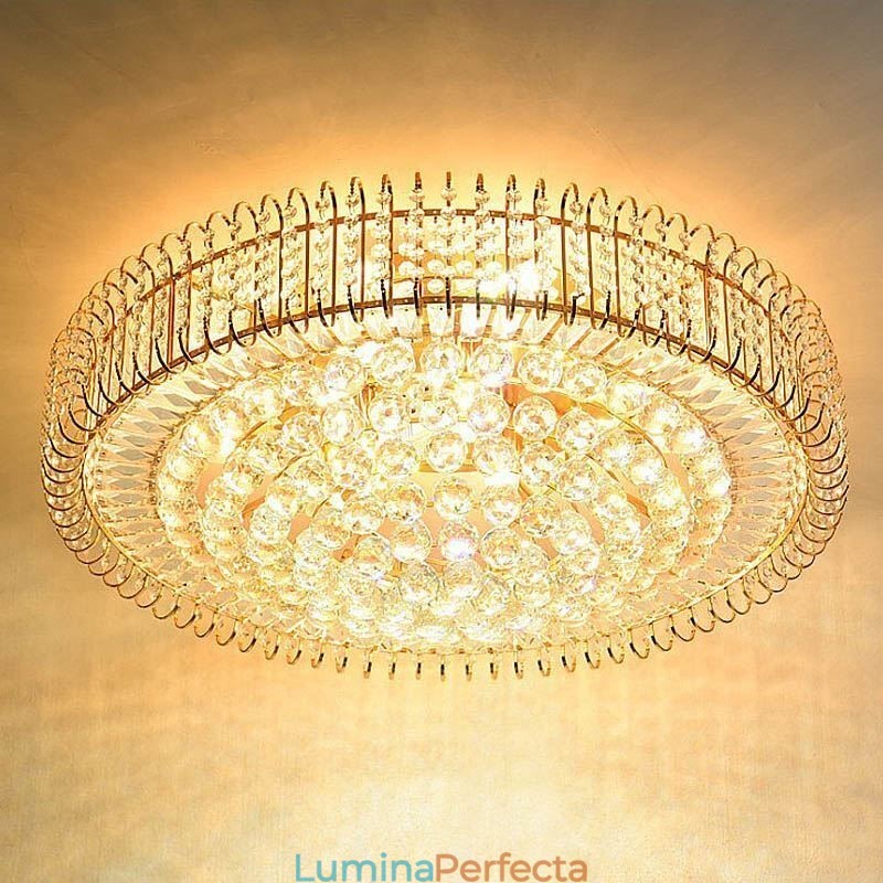 Plafoniera rotundă de cristal cu montare încadrată în stil european