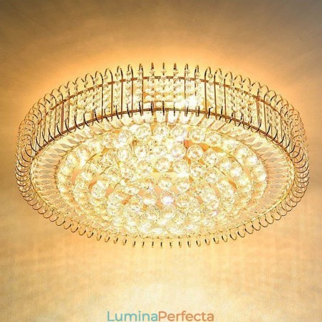 Plafoniera rotundă de cristal cu montare încadrată în stil european Plafoniera rotundă de cristal cu montare încadrată în stil european