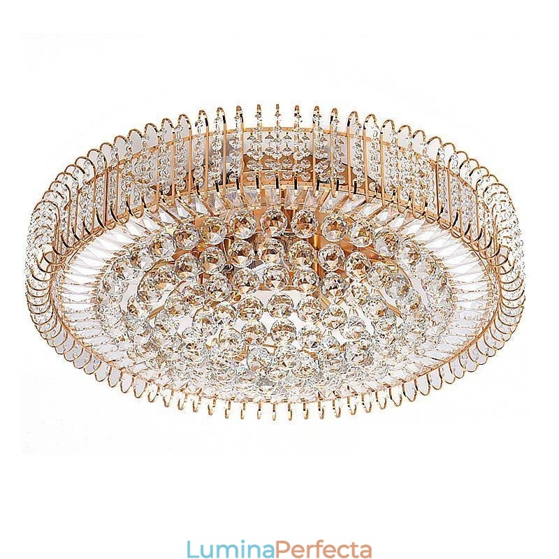 Plafoniera rotundă de cristal cu montare încadrată în stil european
