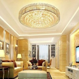 Plafoniera rotundă de cristal cu montare încadrată în stil european
