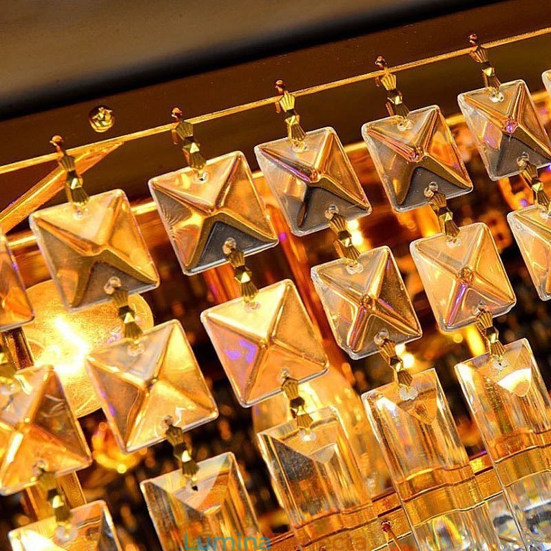 Candelabru de cristal modern cu montaj încastrat pe trei niveluri