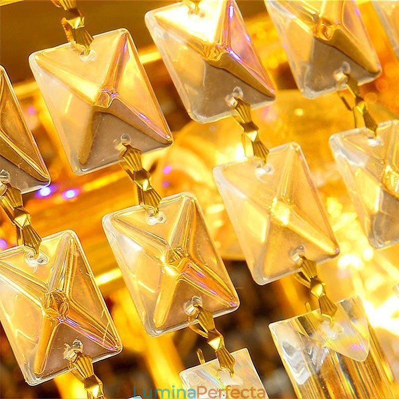 Candelabru de cristal modern cu montaj încastrat pe trei niveluri