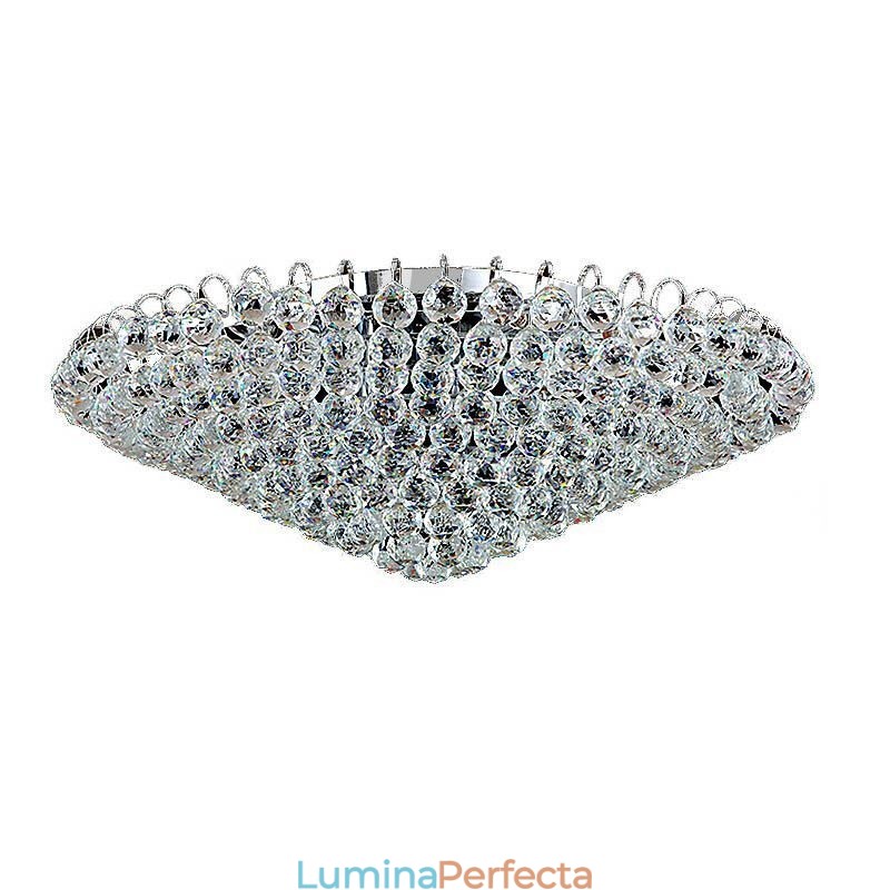 Plafoniera de formă rotundă de cristal cu montare încadrată în stil european