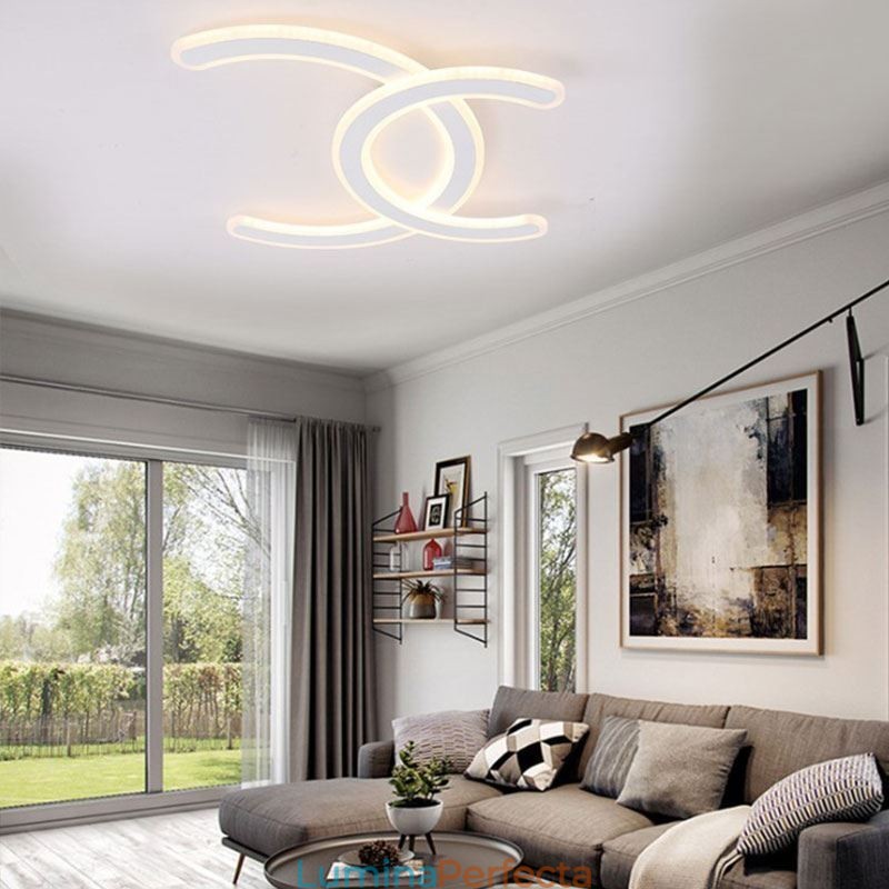 Plafoniera modernă, simplă, încastrabilă, litera C, acrilic