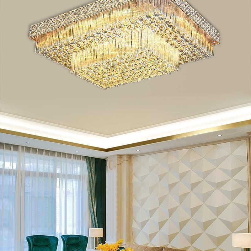Candelabru de cristal pătrat european cu montare încasată