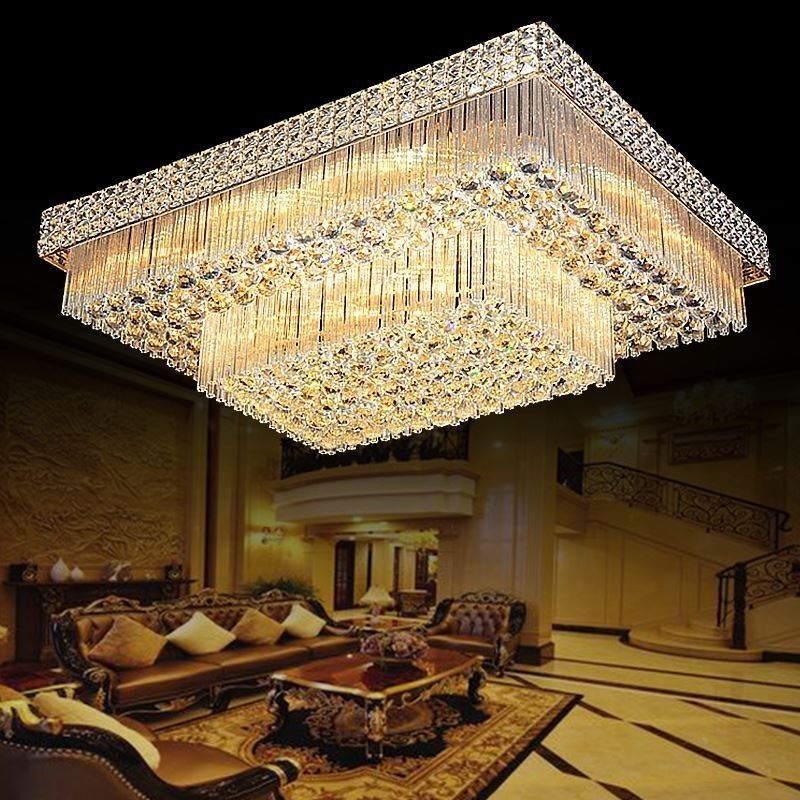 Candelabru de cristal pătrat european cu montare încasată