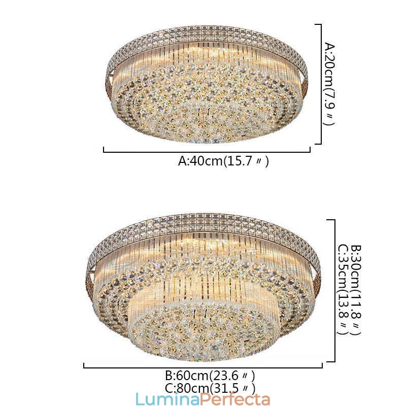 Candelabru modern de cristal rotund montat la nivel